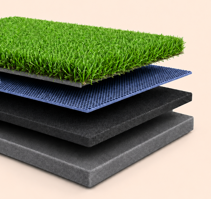Cross-section of premium layered hitting mat